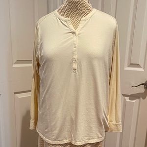 Lands’ End 1X Butter Yellow 3 Button Front Long Sleeve Henley T-Shirt